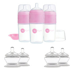 PopYum Pink 7 Piece Bundle: 9oz Bottle 3-Pack + 2 Nipple 2-Packs