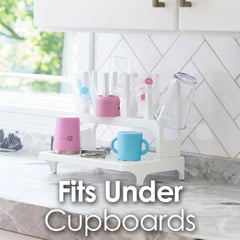 PopYum Seattle Gray Drying Rack from 100% Recycled Bottles with Silicone Drying Mat, countertop for Baby Bottle, Plastic Bags, Cups, Compact
