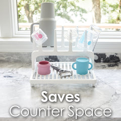 PopYum Glacier White Space Saving Drying Rack from 100% Recycled Bottles, countertop for Baby Bottles, Plastic Bags, Cups, Glass, tumblers, Compact