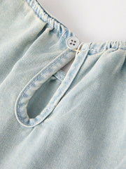 Summer Light Color Denim Lace Girls Set