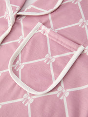 Mommy & me Autumn Check Bow Girls Lapel Pajamas