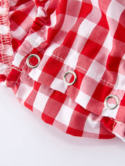 Summer Plaid Smocked Ruffle Girl Romper Sibling Outfits