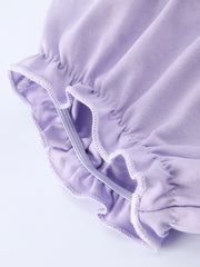 Spring Purple Floral Bow Ruffle Girl Bloomer Set