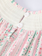 Pink Spring Floral Smocked Girl Dress