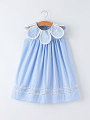 PREORDER Blue Petal Peter Pan Collar Bishop Christening Girls Dress