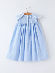 PREORDER Blue Petal Peter Pan Collar Bishop Christening Girls Dress