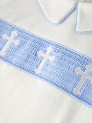 Blue Smocked Church Christ Bishop Christening Toddler Boys'Set