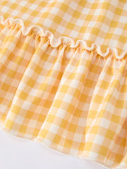 Fish Embroidery Smocking Plaid Girls' Dress