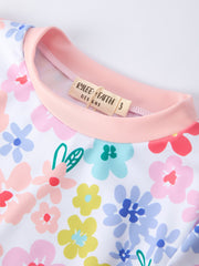 Summer Floral Girls Long Sleeve Swim Set