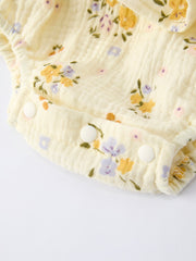 Muslin Floral Smocked Baby Romper with Matching Hat