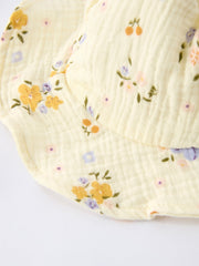 Muslin Floral Smocked Baby Romper with Matching Hat