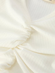 Girls' Spring Daisy Set Ruched Tie Sleeve