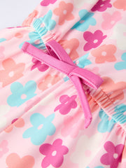 Girl Colorful Floral Ruffle Sling Flared Jumpsuit