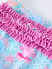 Summer Ocean Print Girls Two Piece Swimsuit