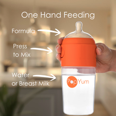PopYum 9oz Anti-Colic Baby Bottle for Breast and Formula Feeding, Orange, #2 Medium Flow Nipples