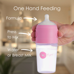 PopYum 9oz Anti-Colic Baby Bottle for Breast and Formula Feeding, 2-Pack, Pink, #2 Medium Flow Nipples