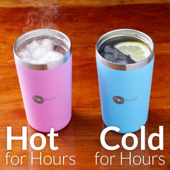 PopYum 13oz Insulated Stainless Steel Kids’ Cups with Lid and Straw, 2-Pack, Green & Pink, stackable, sippy, baby, child, toddler, tumbler