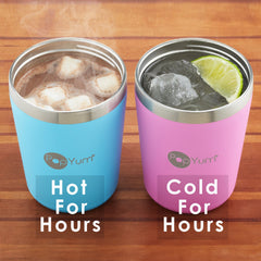 PopYum 9oz Insulated Stainless Steel Kids’ Cups with Lid and Straw, 2-Pack, Blue & Green, stackable, sippy, baby, child, toddler, tumbler