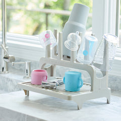 PopYum Pink Formula Making Baby Bottle 4-Pack Set with White Drying Rack Bundle