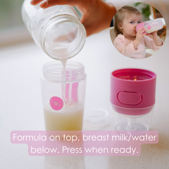 PopYum 9 oz Blue Formula Making Baby Bottle 3-Pk with Gray Drying Rack & Clear Drying Mat Bundle