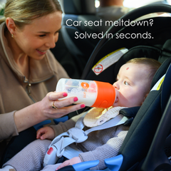 PopYum 9oz Anti-Colic Baby Bottle for Breast and Formula Feeding, Orange, #2 Medium Flow Nipples