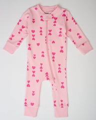 Pink-on-Pink Hearts Zip Romper