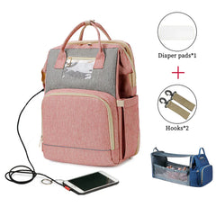 USB Diaper Bag Backpack – Foldable, Large, Insulated Mom Tote
