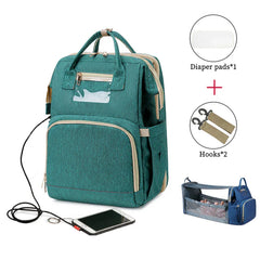 USB Diaper Bag Backpack – Foldable, Large, Insulated Mom Tote