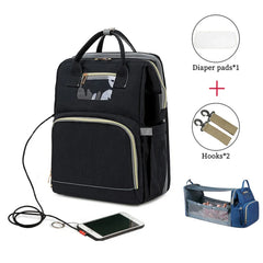 USB Diaper Bag Backpack – Foldable, Large, Insulated Mom Tote