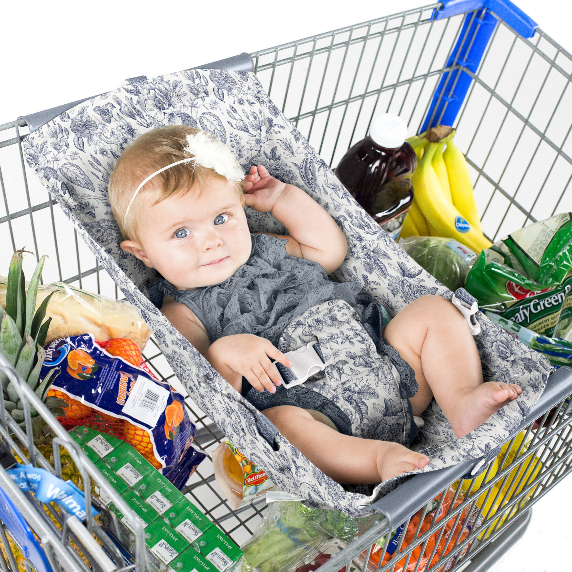 Baby Shopping Cart Hammock | Heritage Blue Vintage Floral