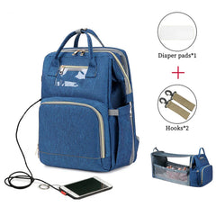 USB Diaper Bag Backpack – Foldable, Large, Insulated Mom Tote