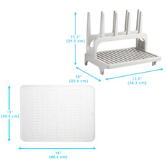 PopYum Seattle Gray Drying Rack from 100% Recycled Bottles with Silicone Drying Mat, countertop for Baby Bottle, Plastic Bags, Cups, Compact