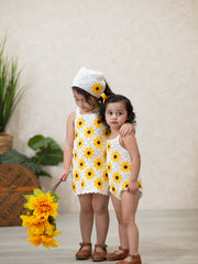 Summer Sunflower Baby Crochet Romper